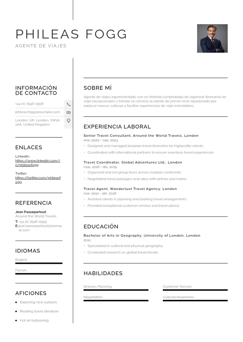 two column curriculum-de-agente-de-viajes resume example