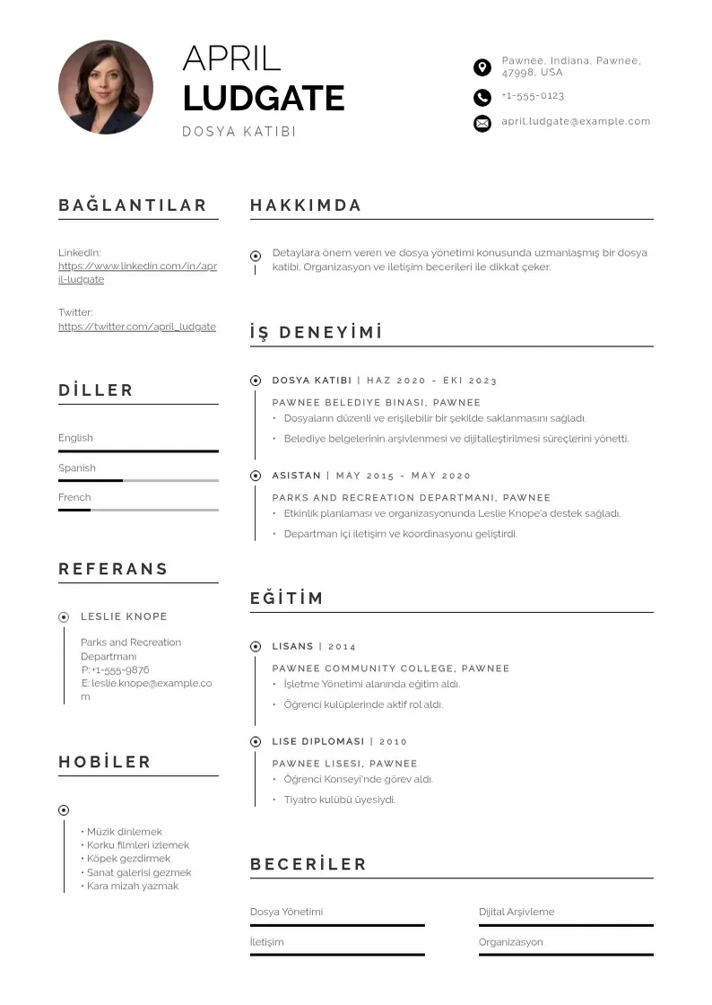 Profesionāla Dosya Katibi  CV veidne