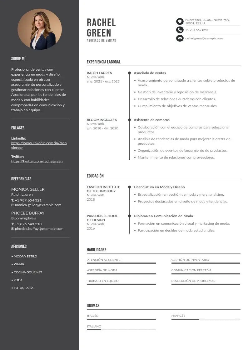 two column cv-asociado-de-ventas resume example