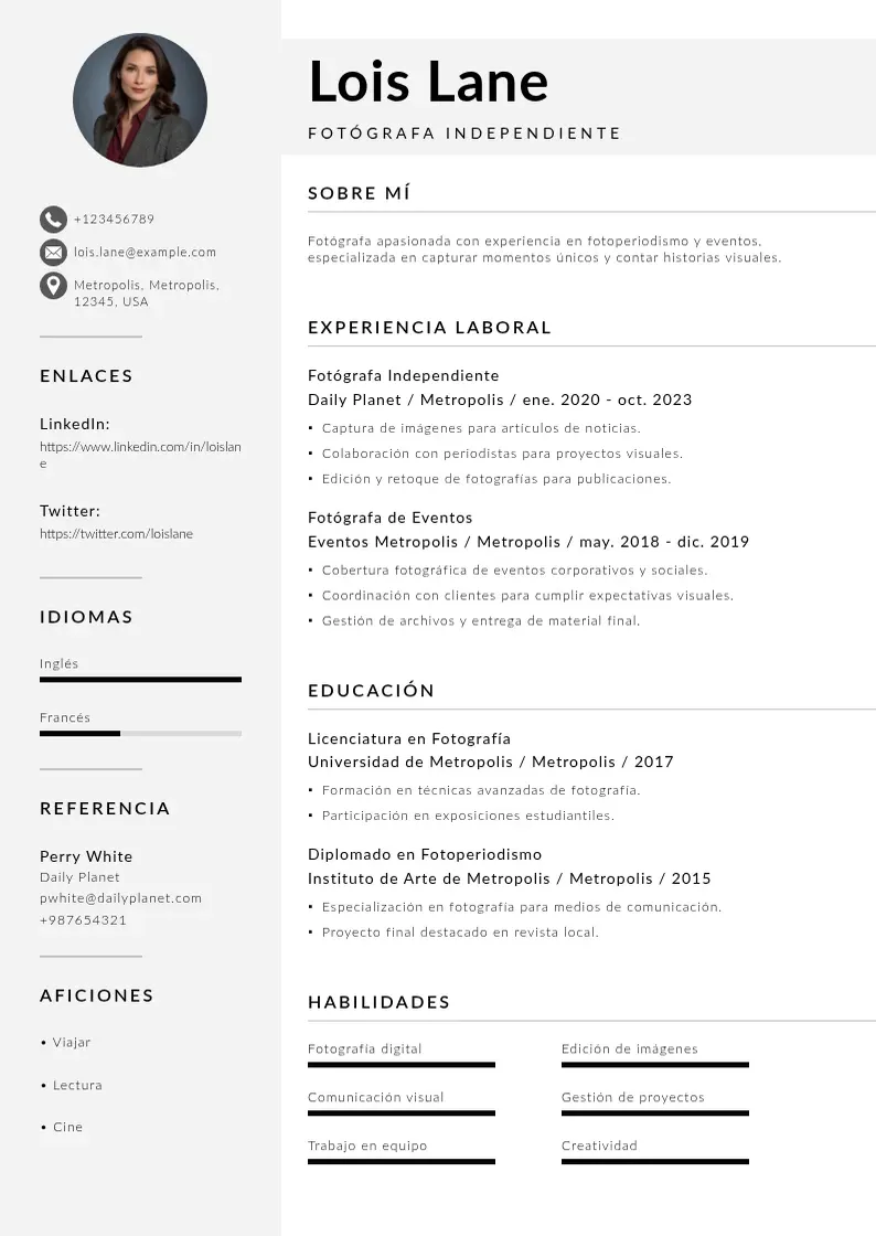two column cv-fotografo-independiente resume example