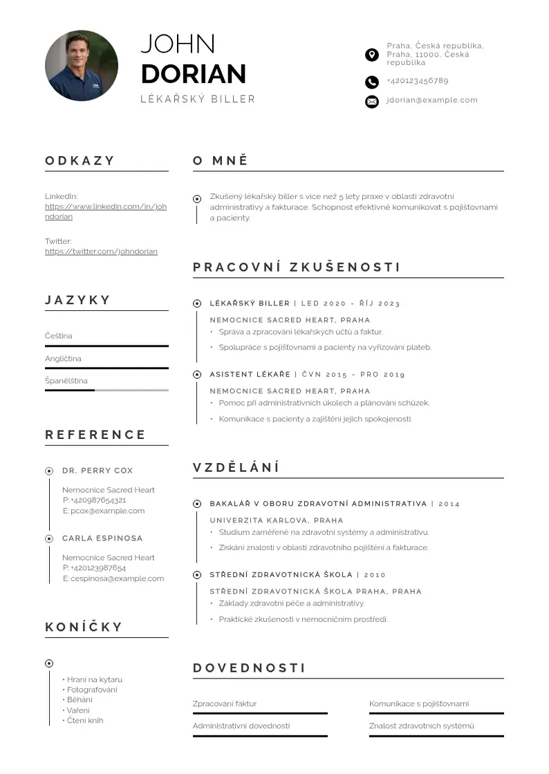 Profesionāla Lekarsky biller zivotopis CV veidne