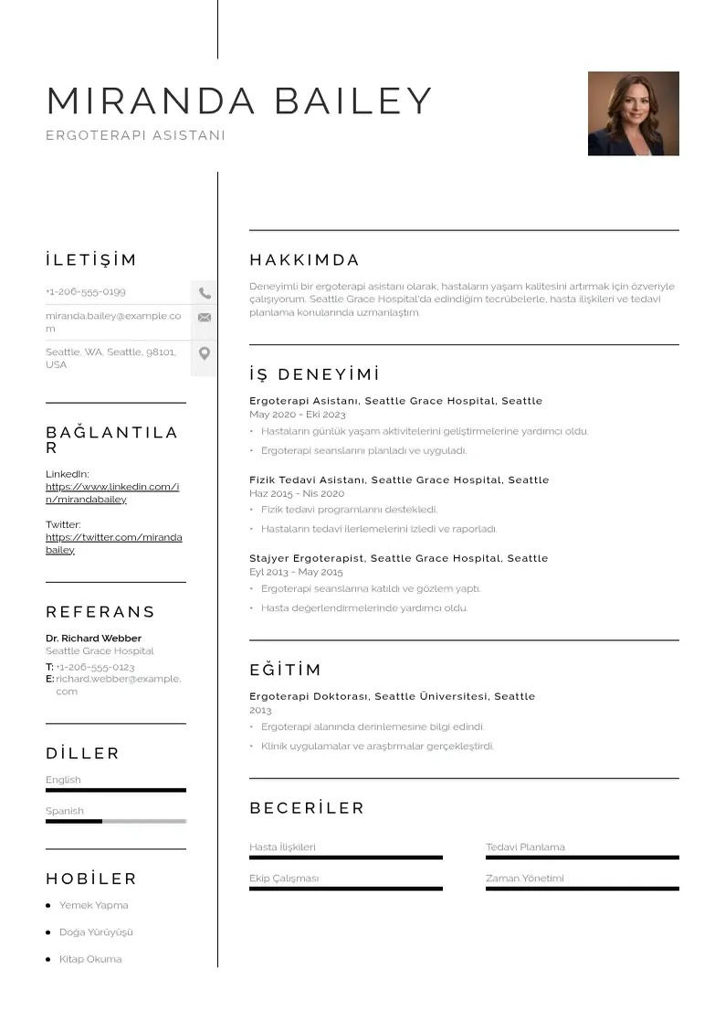 Vienkārša Ergoterapi Asistanı  CV piemērs