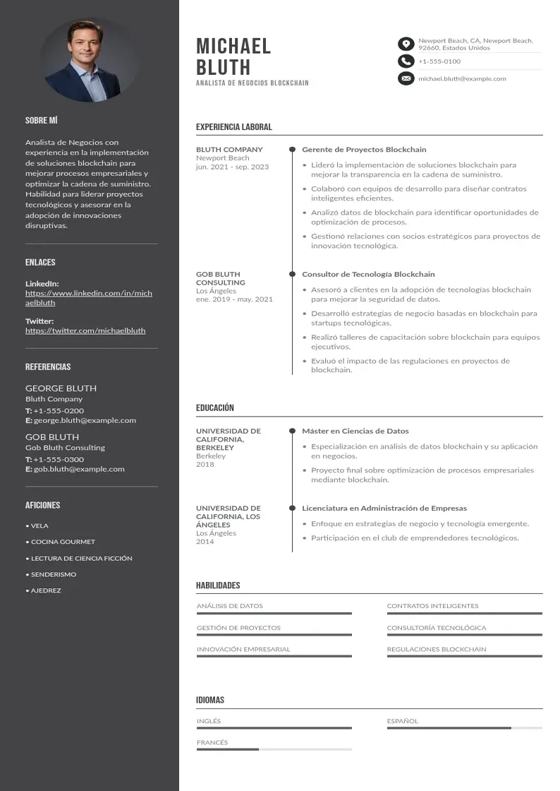 two column analista-de-negocios-blockchain resume example