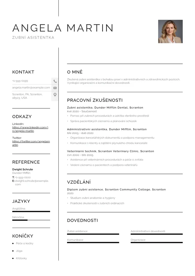 Vienkārša Zubni asistent zivotopis CV piemērs