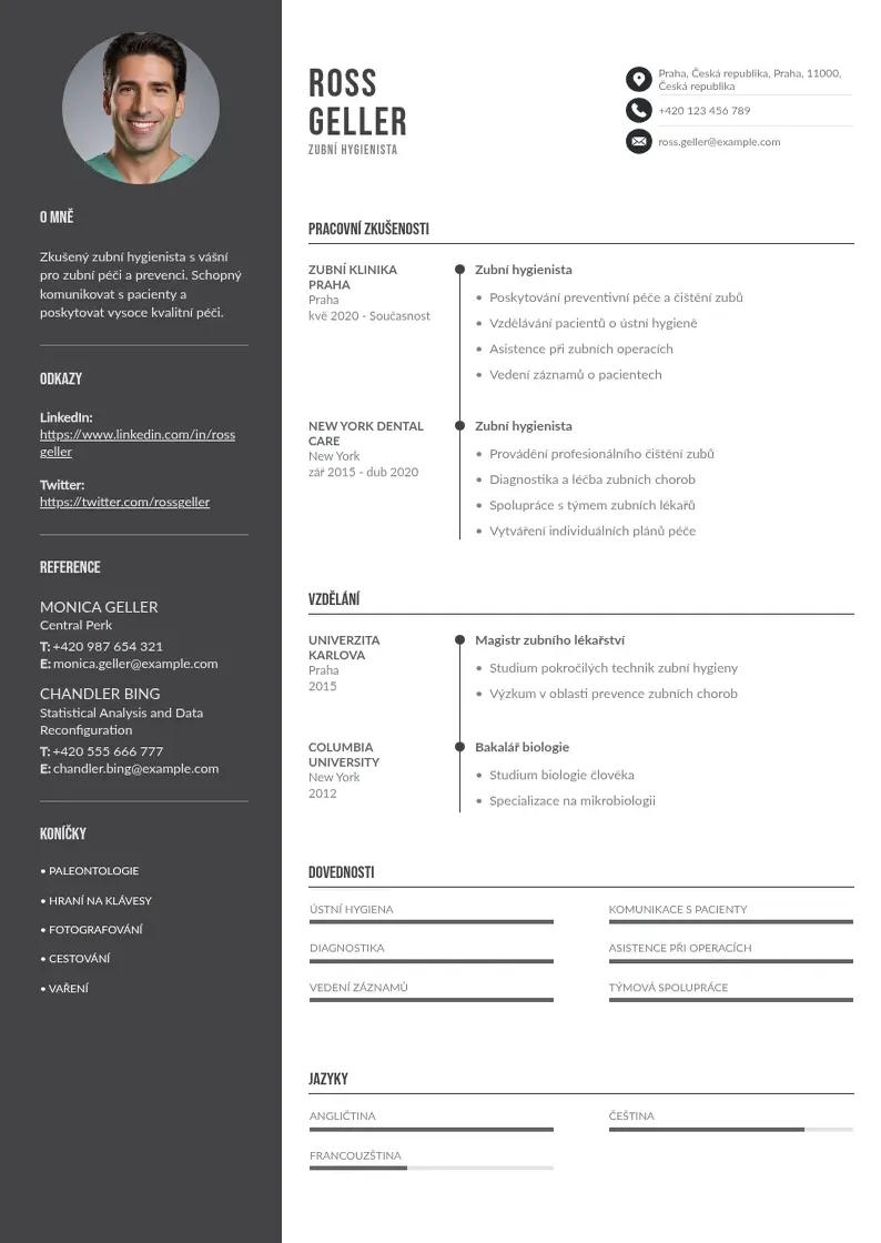 Divu kolonnu Dentalni hygienista zivotopis CV piemērs