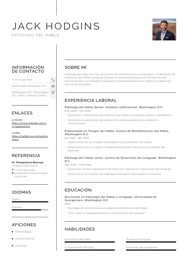 two column patologo-del-habla resume example