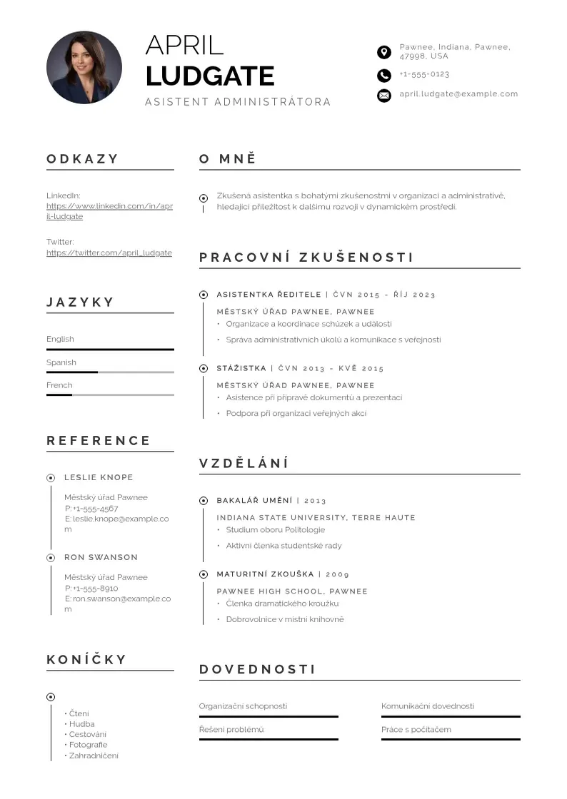 Profesionāla Asistent administratora zivotopis CV veidne