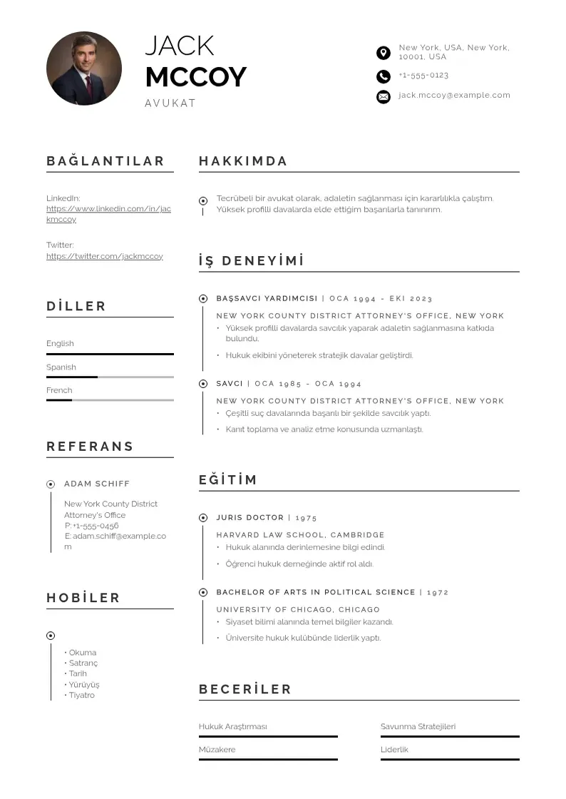 Profesionāla Avukat CV veidne