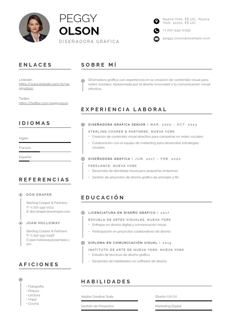 two column disenadora-grafico-para-redes-sociales resume example