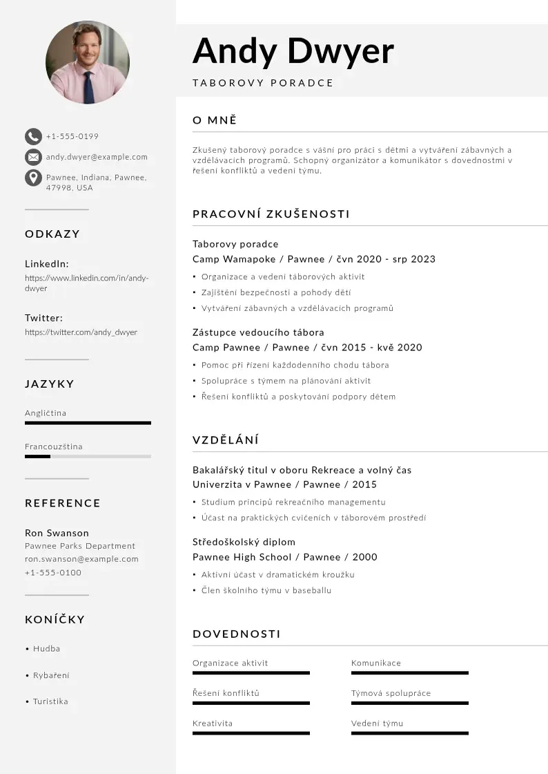 Mūsdienīga Taboroveho poradce zivotopis CV veidne