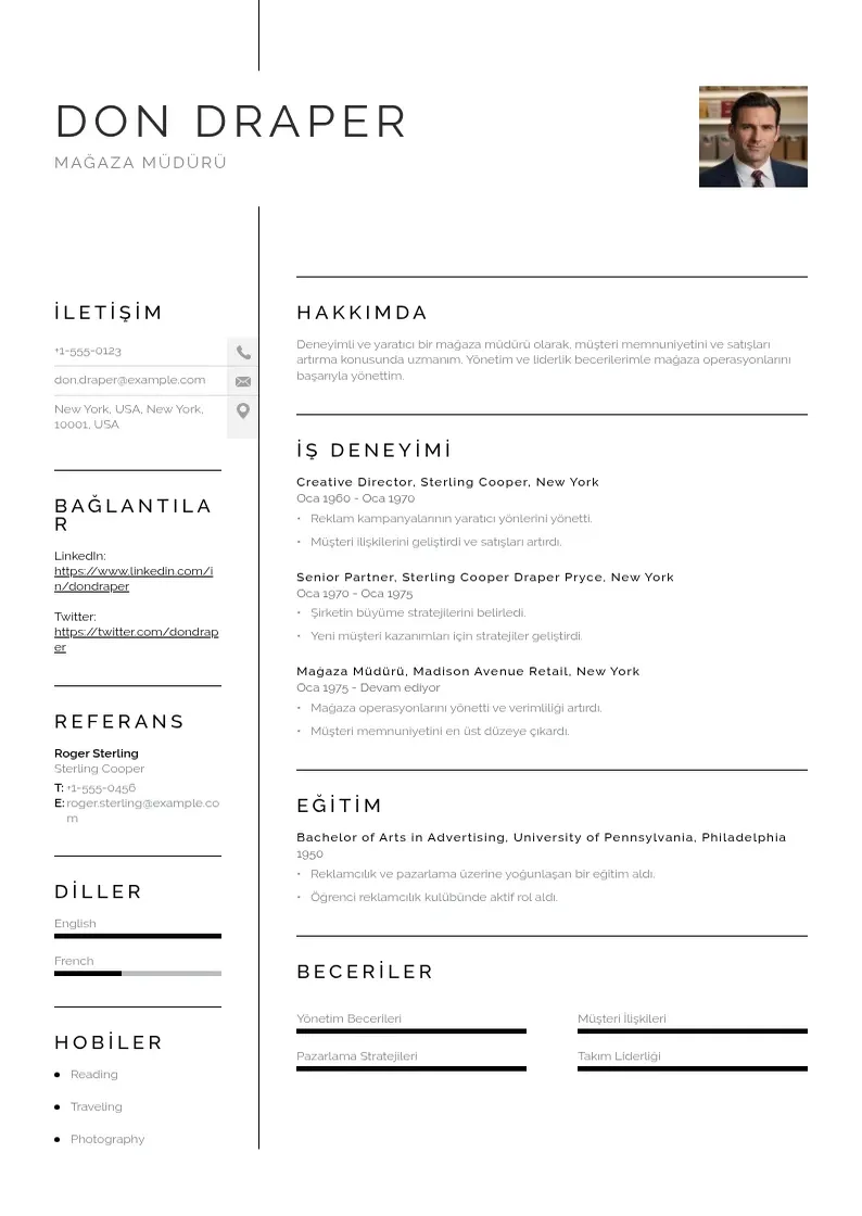 Vienkārša Magaza muduru CV piemērs