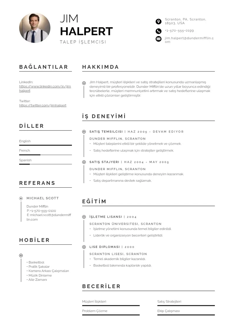 Profesionāla Talep İşlemcisi  CV veidne