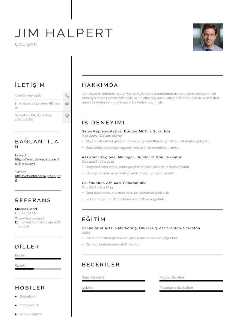 Vienkārša Çalışan  CV piemērs