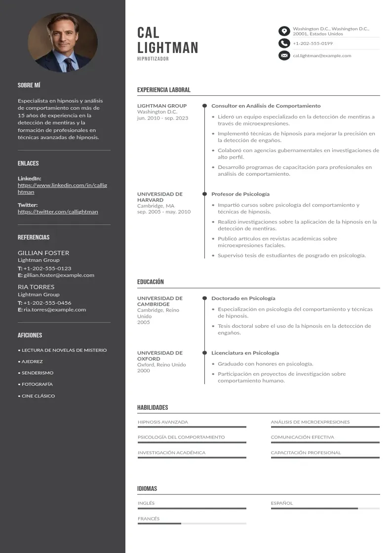 two column hipnotizadores resume example