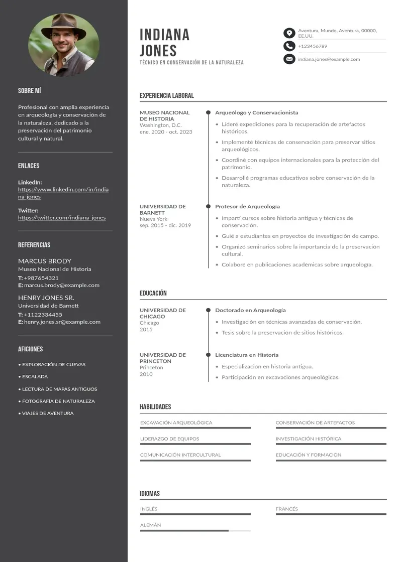 two column tecnico-en-conservacion-de-la-naturaleza resume example