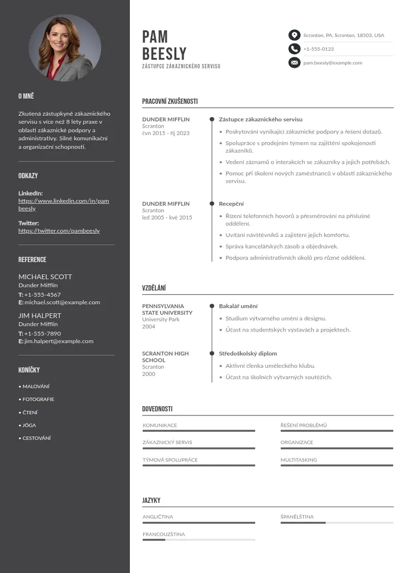 Divu kolonnu Zastupce zakaznickeho servisu zivotopis CV piemērs