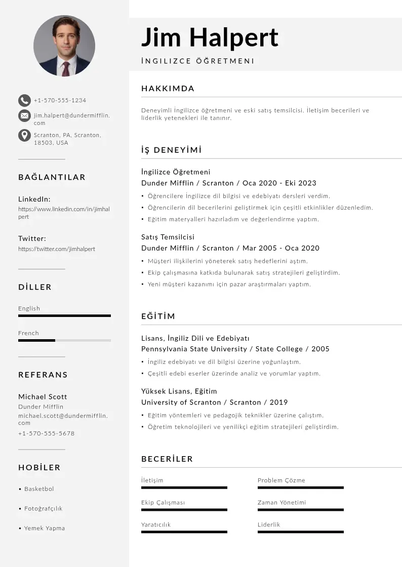 Mūsdienīga Ingilizce CV veidne