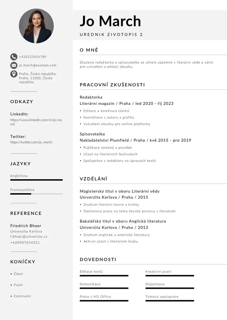 Mūsdienīga Urednik zivotopis 2 CV veidne