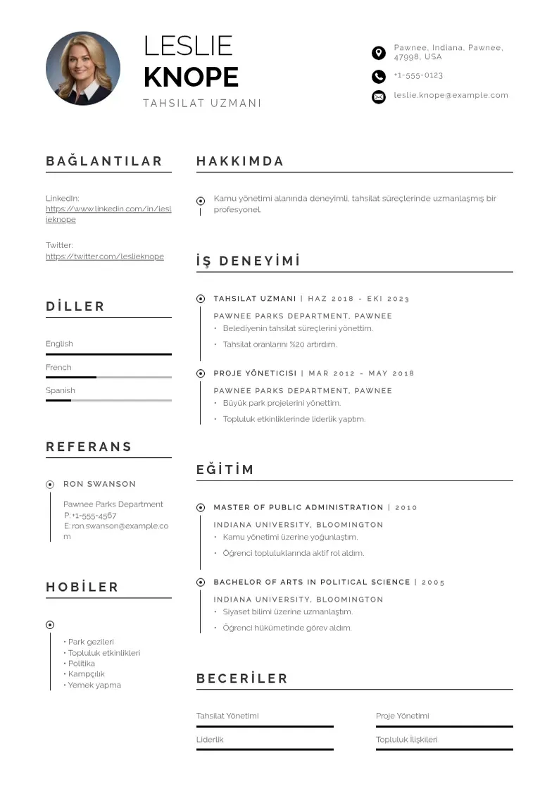 Profesionāla Tahsilat Uzmanı  CV veidne