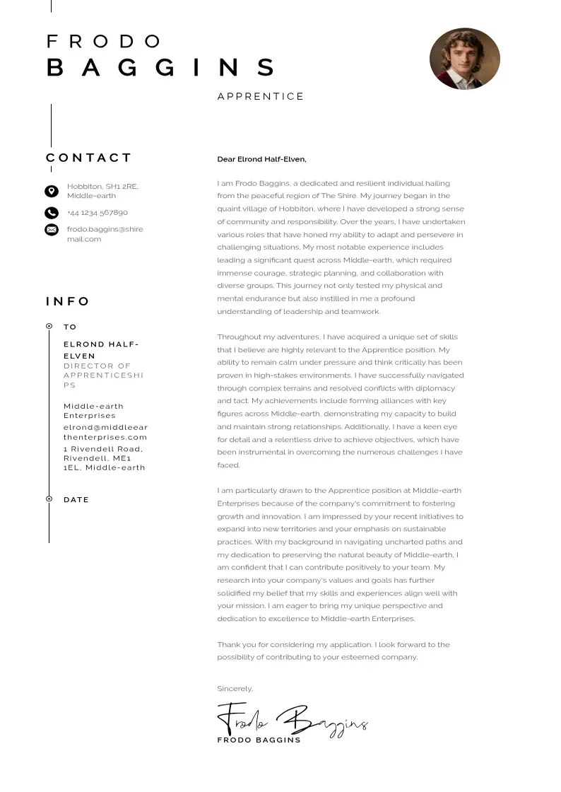 modern Apprentice cover letter   cover letter template