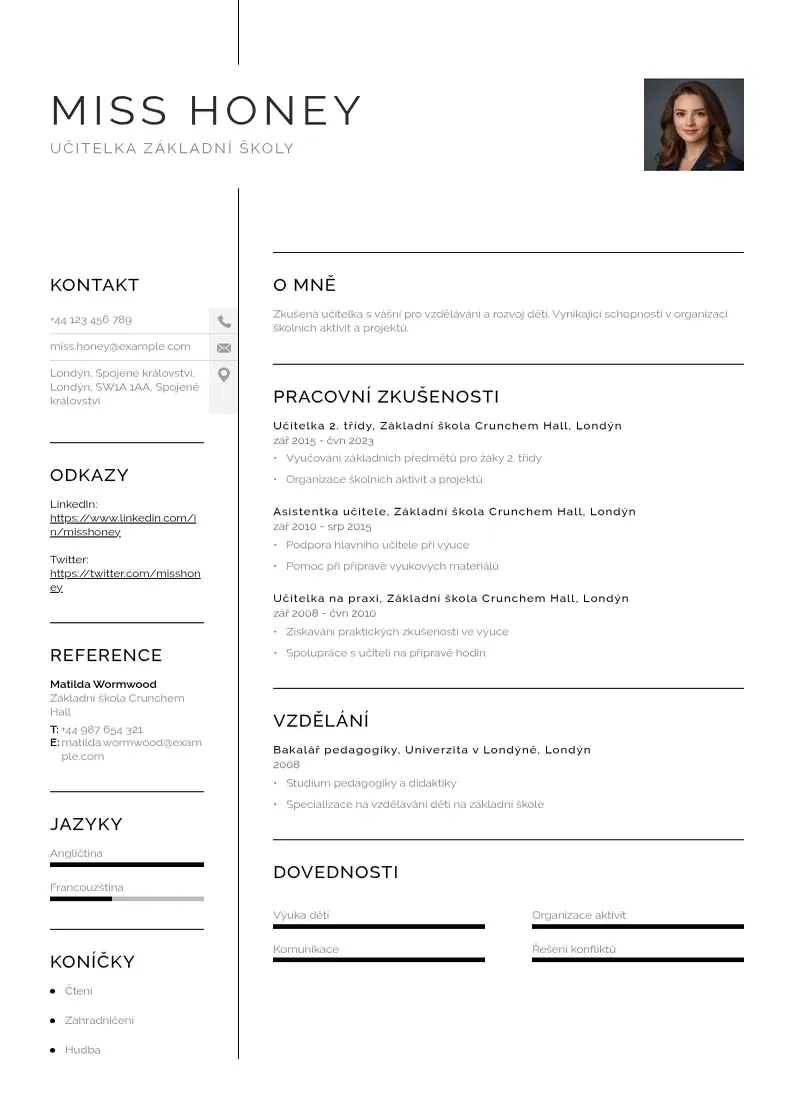 Vienkārša Ucitele zakladni skoly zivotopis CV piemērs