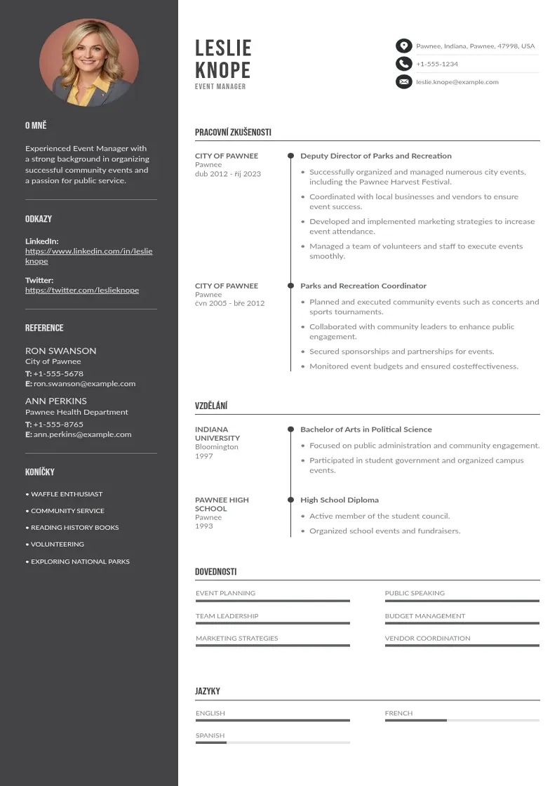 Divu kolonnu Spravcem udalosti zivotopis CV piemērs