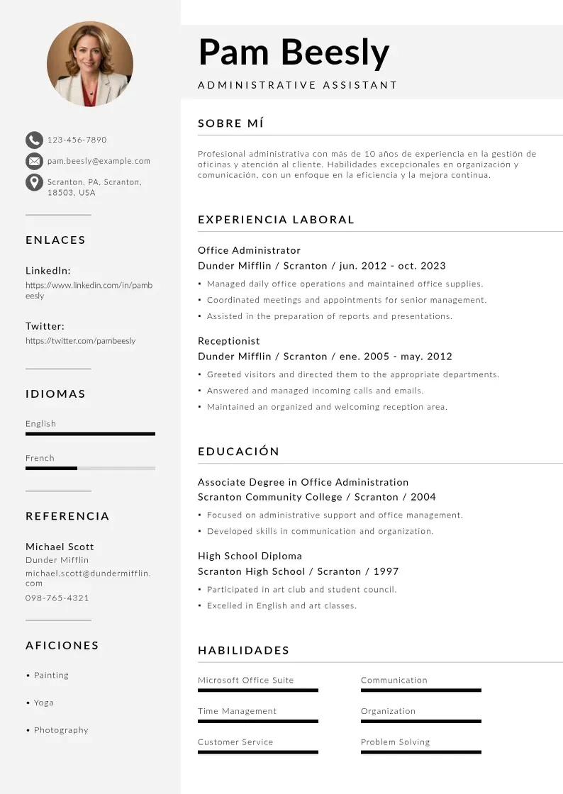 two column curriculum-de-administrativo resume example