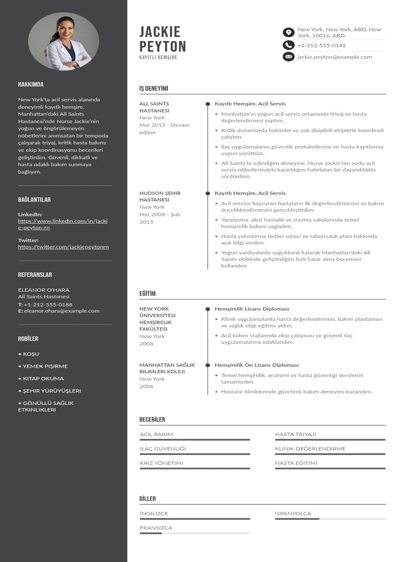 Divu kolonnu  CV piemērs