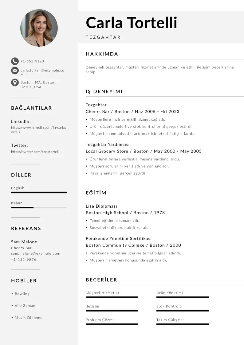 Mūsdienīga Tezgahtar  CV veidne