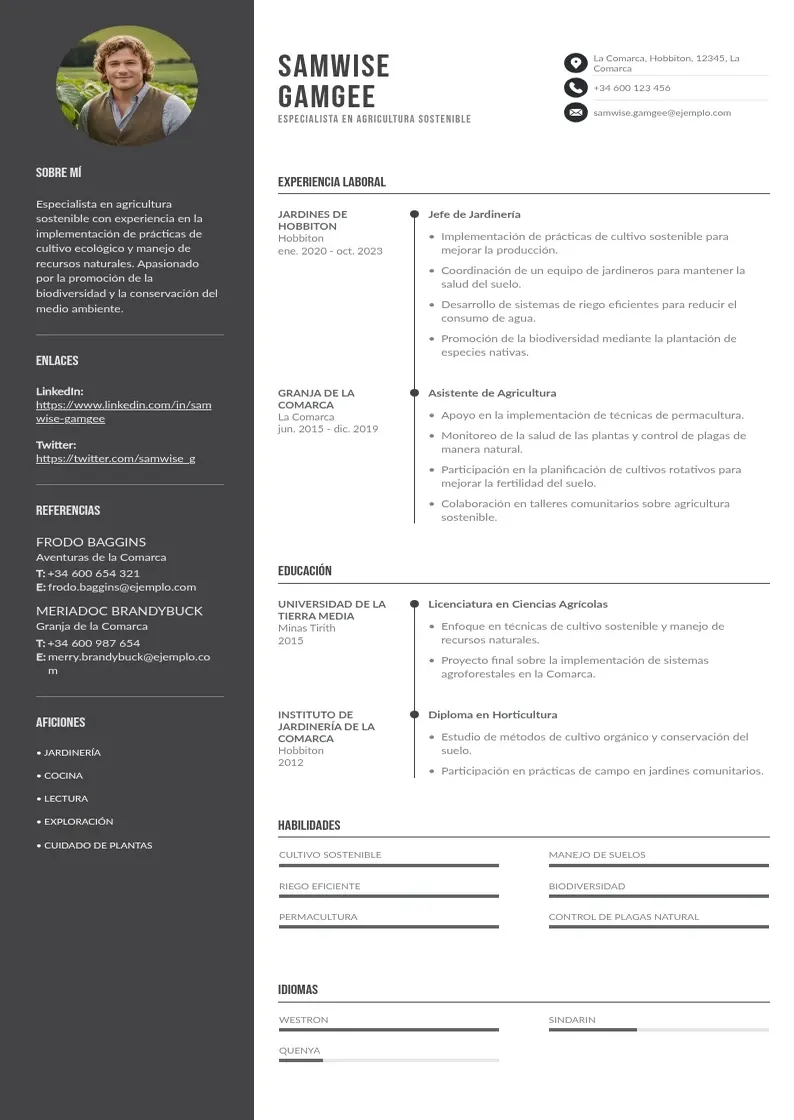 two column especialista-en-agricultura-sostenible resume example