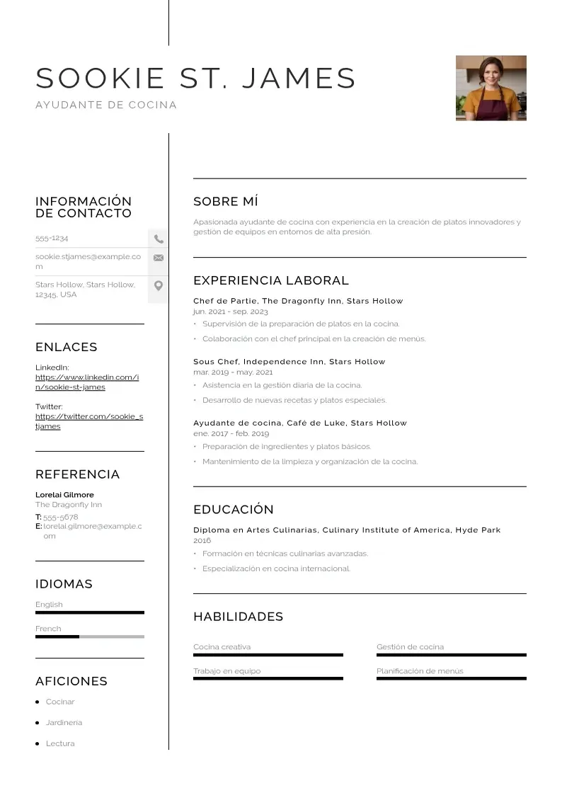 two column curriculum-de-ayudante-de-cocina resume example