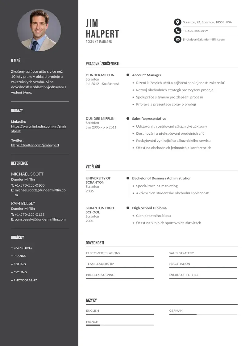 Divu kolonnu Spravce uctu zivotopis CV piemērs