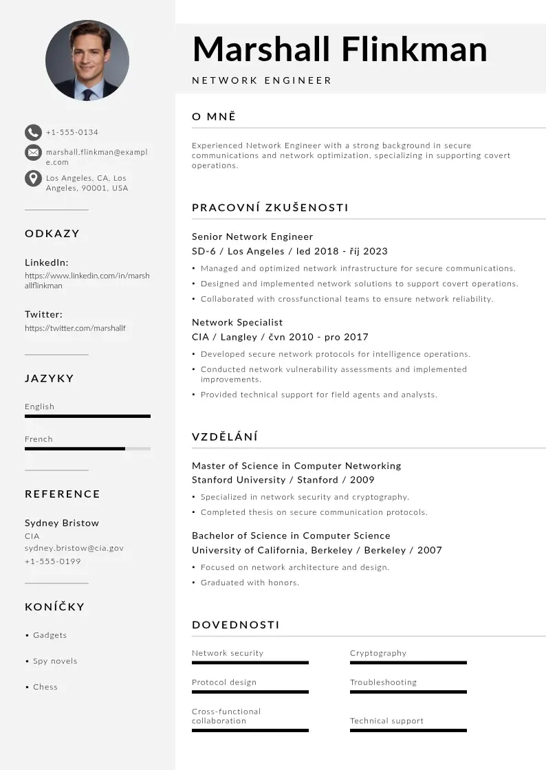 Mūsdienīga Sitovy inzenyr zivotopis CV veidne