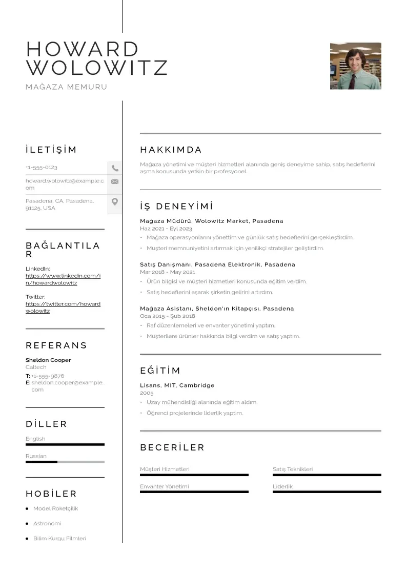 Vienkārša Mağaza memuru  CV piemērs