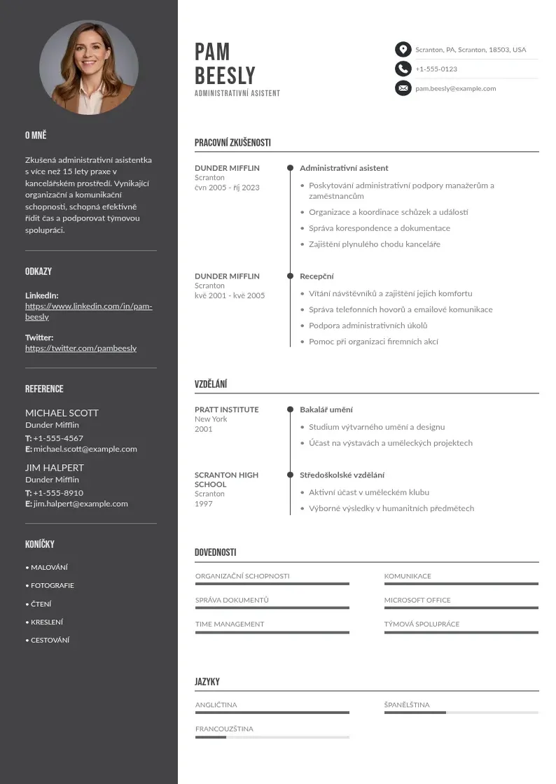 Divu kolonnu Zivotopis asistent CV piemērs
