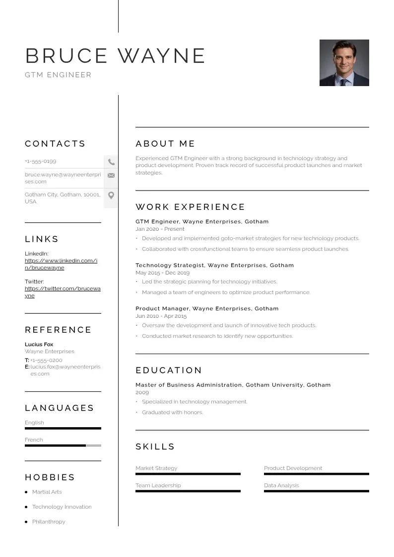 simple Gtm engineer resume resume example