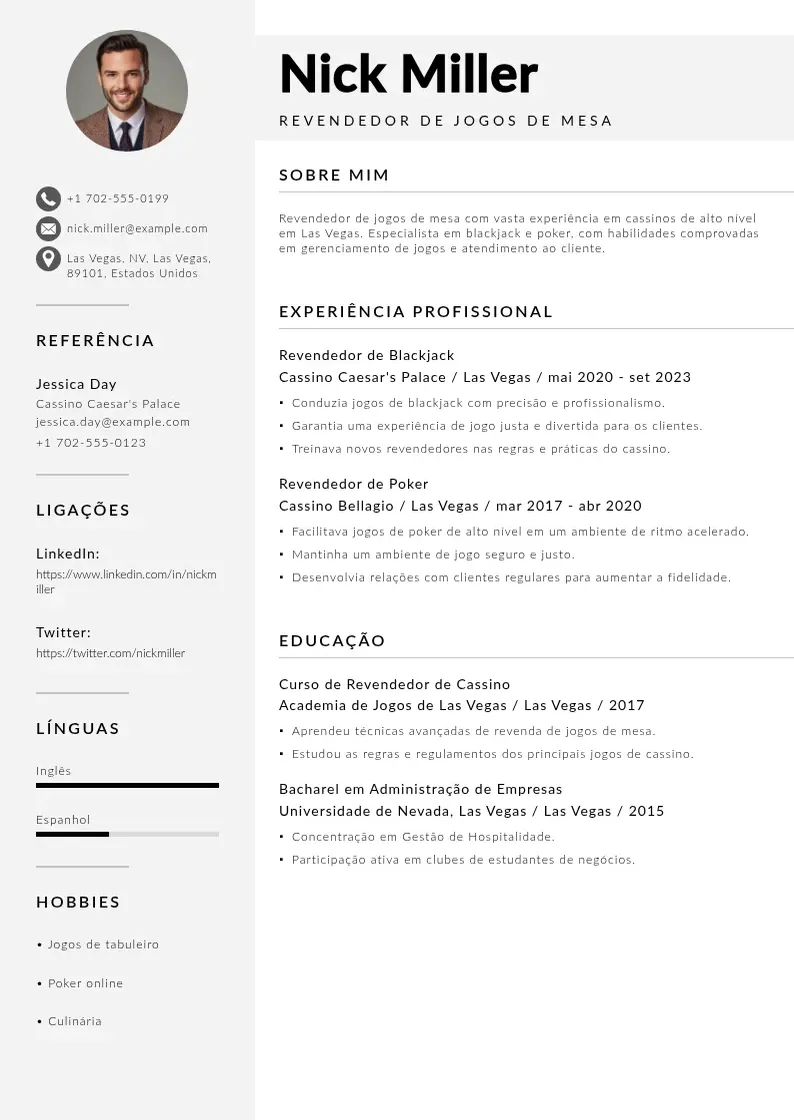 Modelo de currículo moderno de De revendedor de jogos de mesa