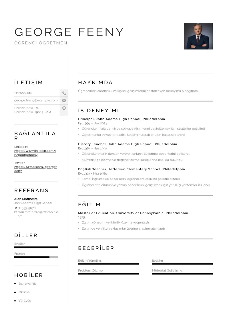 Vienkārša Öğrenci öğretmen  CV piemērs