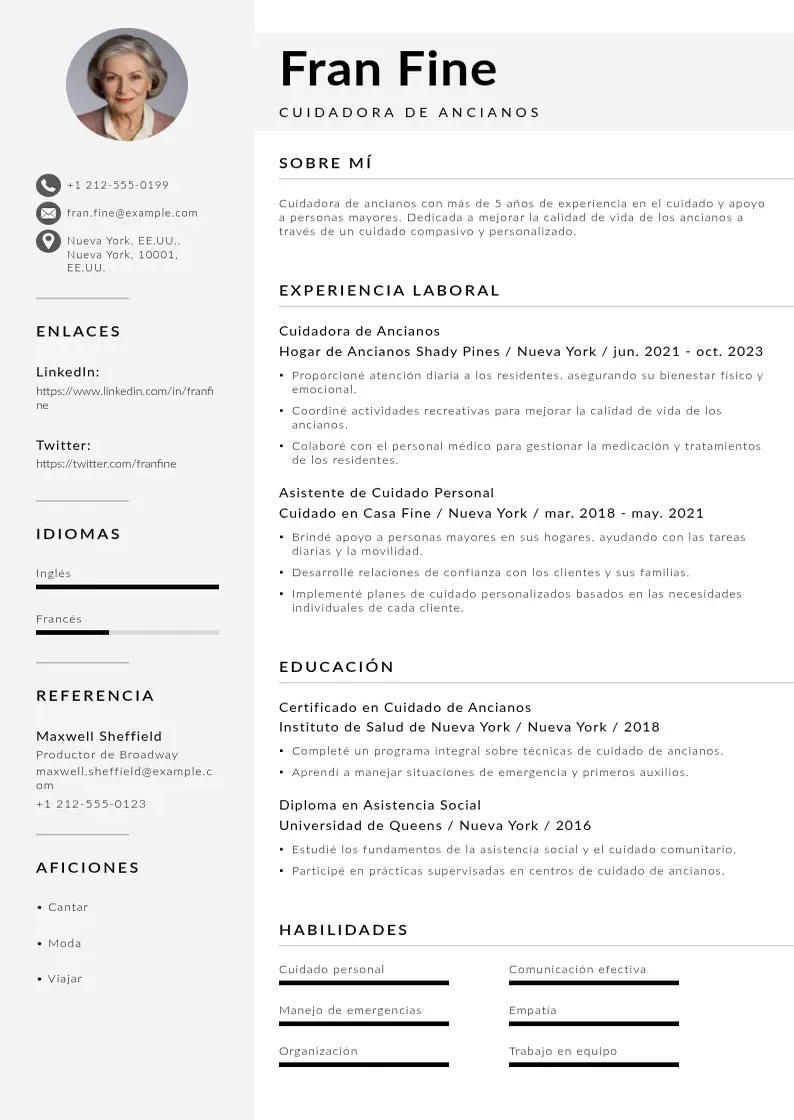 two column curriculum-cuidadora-de-ancianos resume example