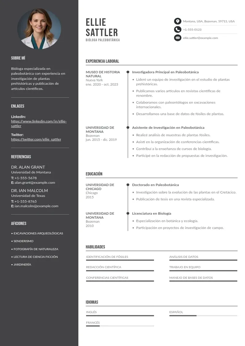 two column curriculum-de-biologo resume example