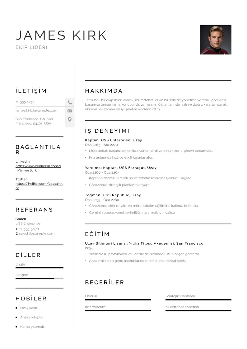 Vienkārša Ekip liderleri CV piemērs