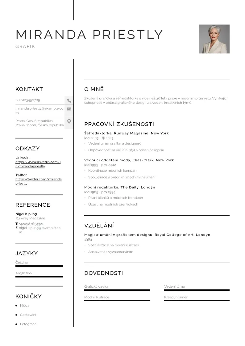 Vienkārša Grafik zivotopis CV piemērs