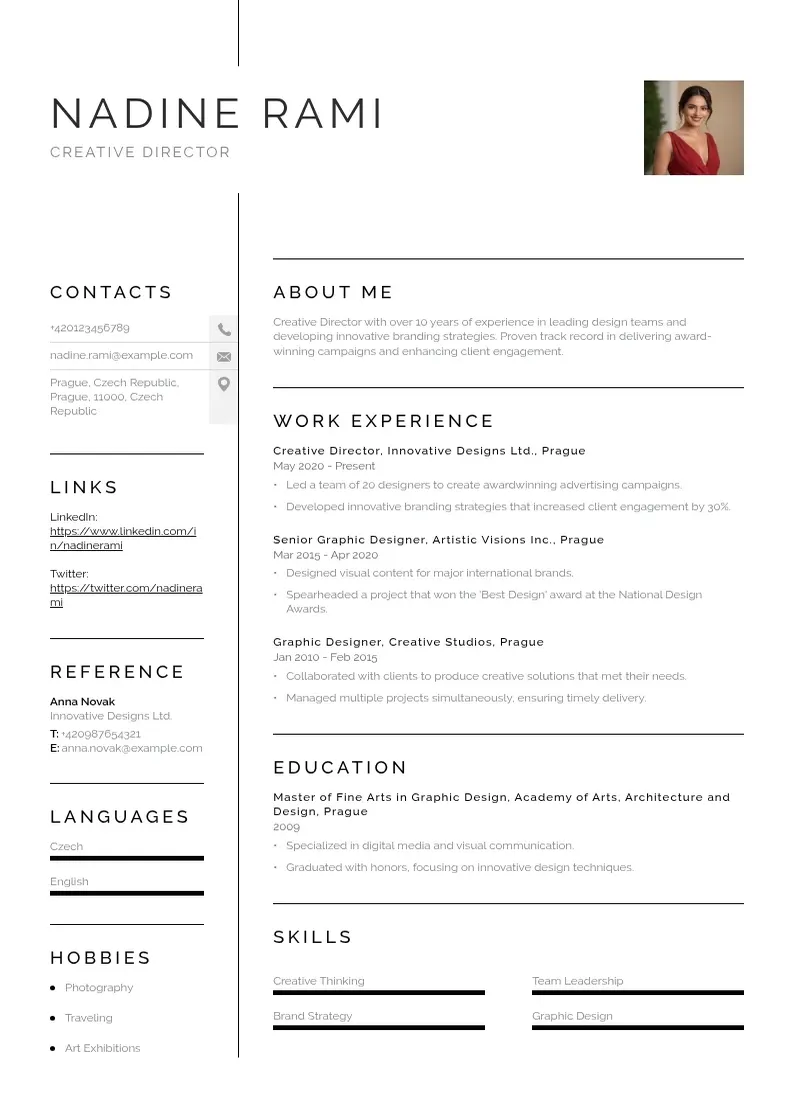 Vienkārša Libanon CV piemērs