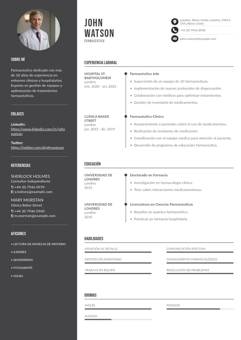 two column curriculum-de-farmaceutico resume example