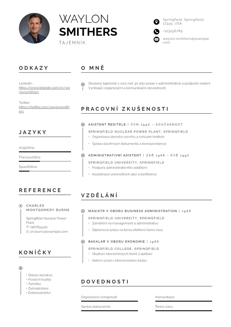 Profesionāla Tajemnik zivotopis CV veidne