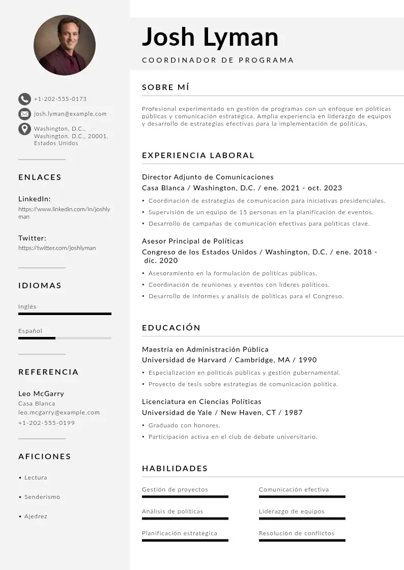 two column cv-coordinador-de-programa resume example