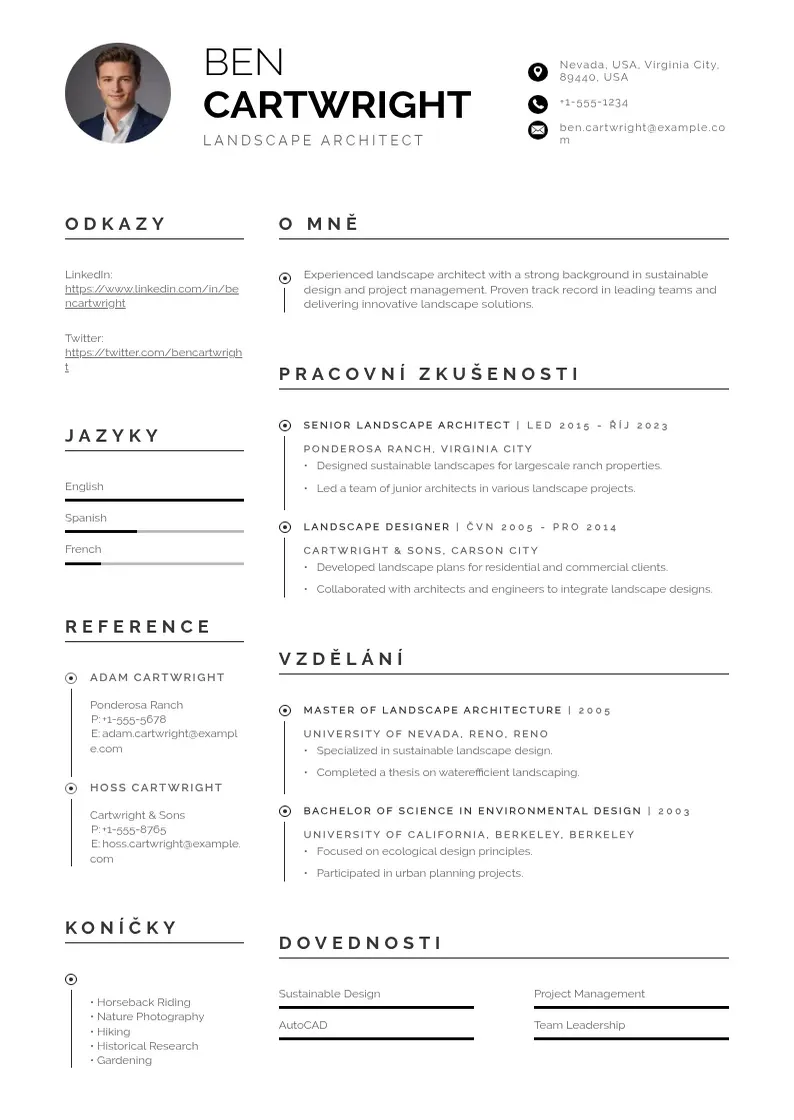 Profesionāla Zivotopis krajinare CV veidne