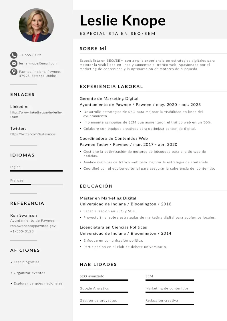 two column especialista-en-seosem resume example