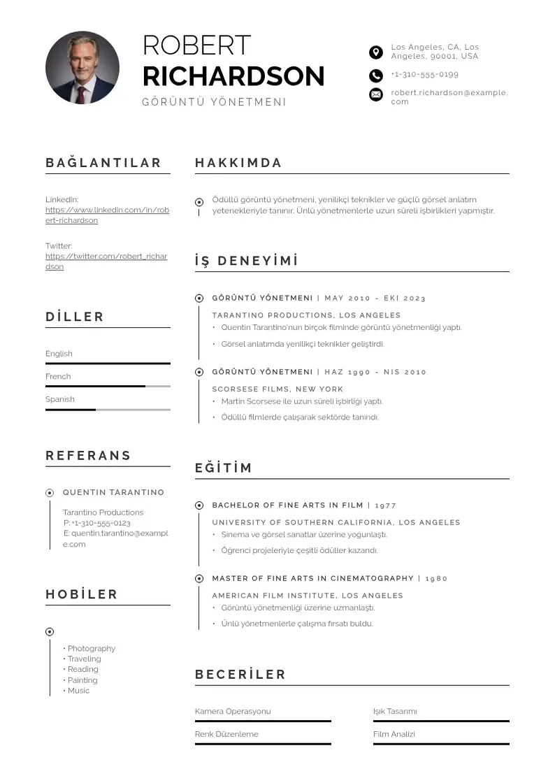 Profesionāla görüntü yönetmeni  CV veidne