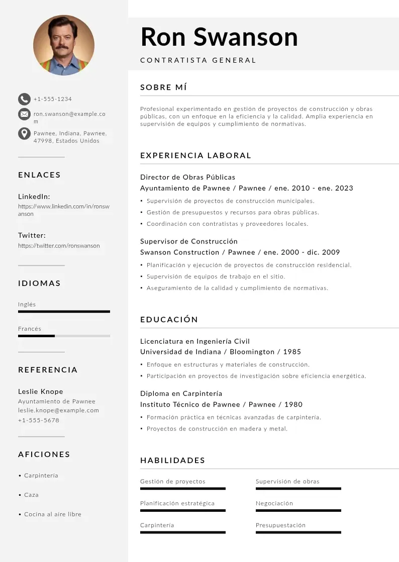 two column cv-contratista-general resume example